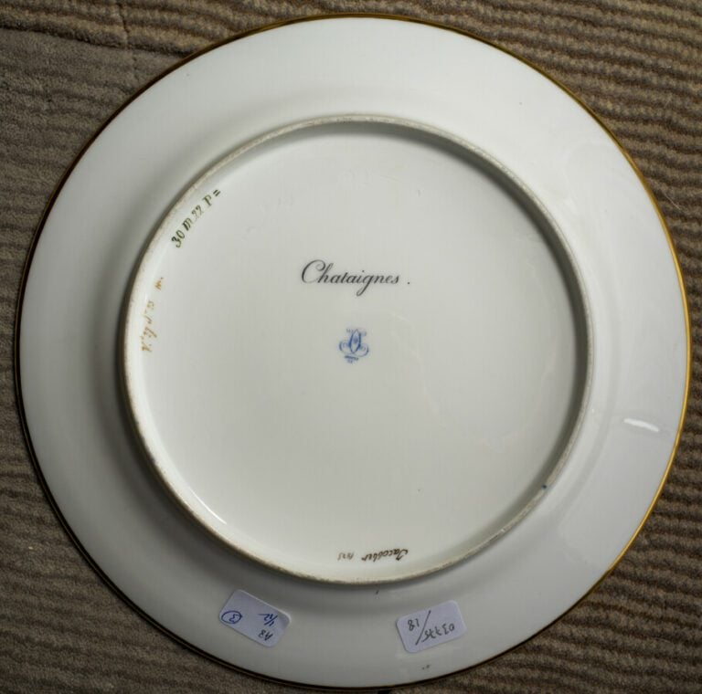 SEVRES - 6 assiettes du service de la duchesse de Berry, décor polychrome de fr…