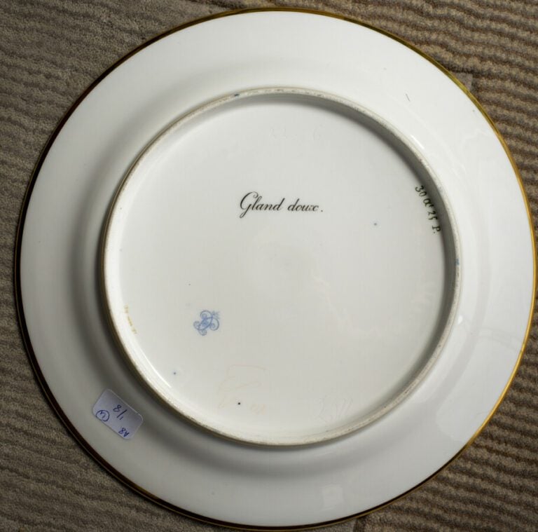 SEVRES - 6 assiettes du service de la duchesse de Berry, décor polychrome de fr…