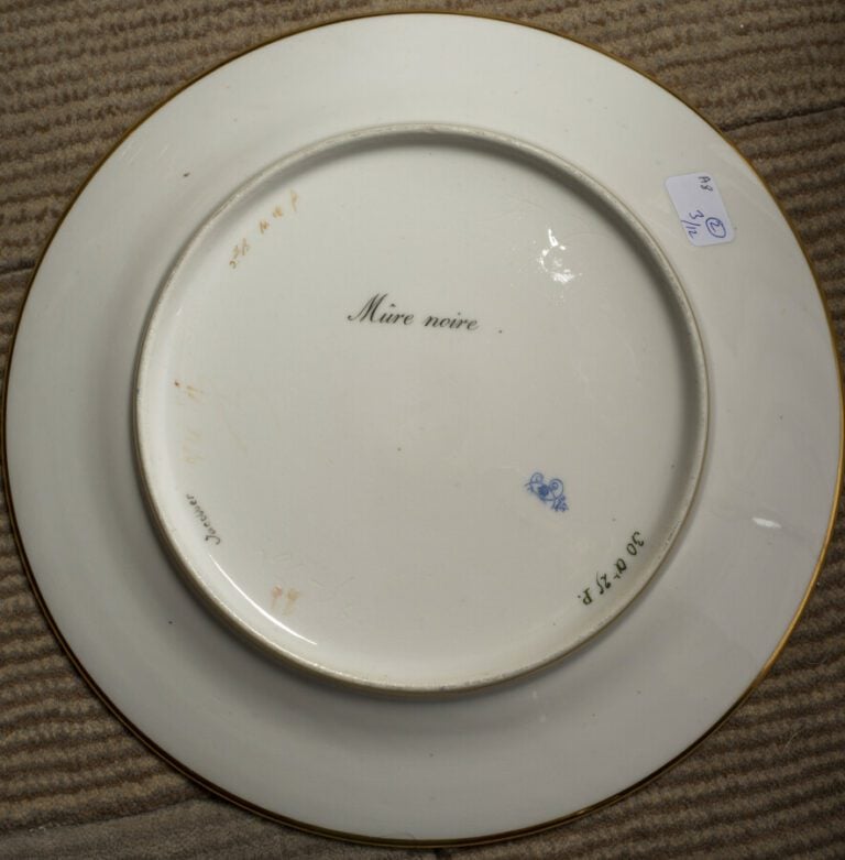 SEVRES - 6 assiettes du service de la duchesse de Berry, décor polychrome de fr…