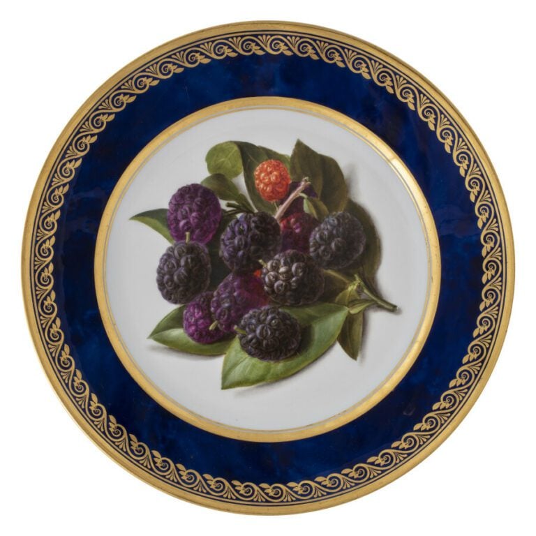 SEVRES - 6 assiettes du service de la duchesse de Berry, décor polychrome de fr…