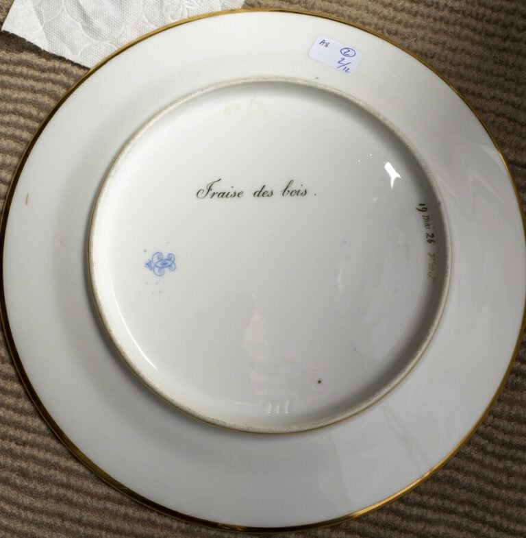 SEVRES - 6 assiettes du service de la duchesse de Berry, décor polychrome de fr…