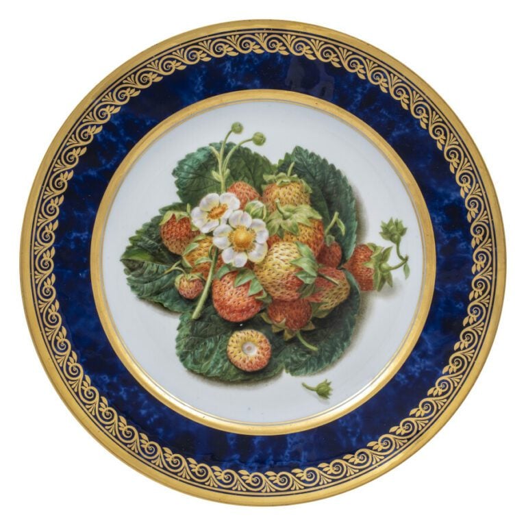SEVRES - 6 assiettes du service de la duchesse de Berry, décor polychrome de fr…