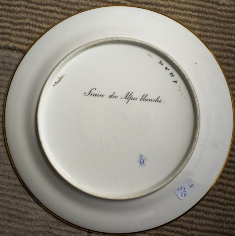 SEVRES - 6 assiettes du service de la duchesse de Berry, décor polychrome de fr…