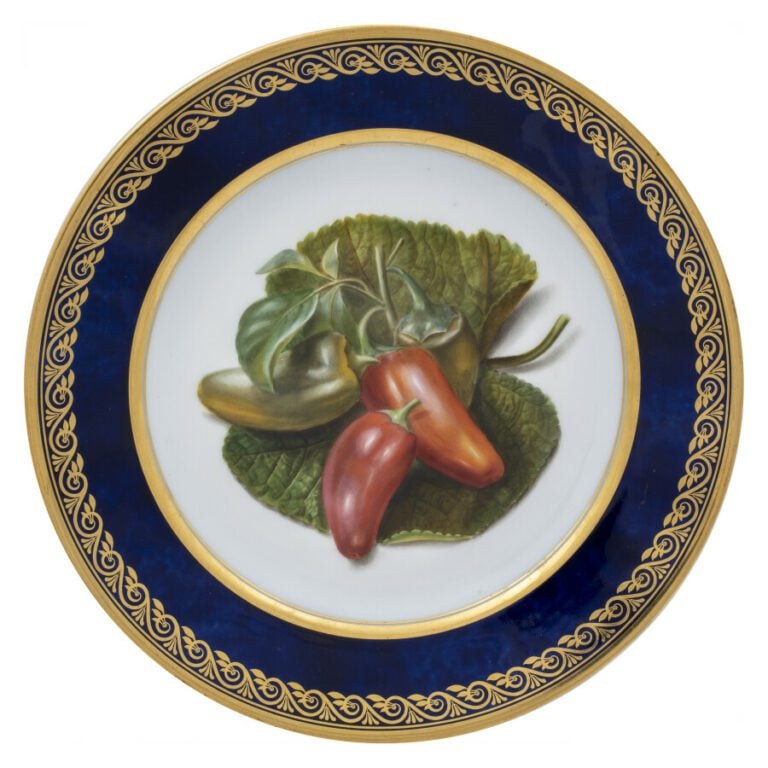 SEVRES - 6 assiettes du service de la duchesse de Berry, décor polychrome de fr…
