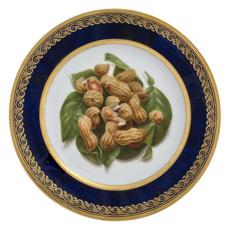 SEVRES - 6 assiettes du service de la duchesse de Berry, décor polychrome de fr…