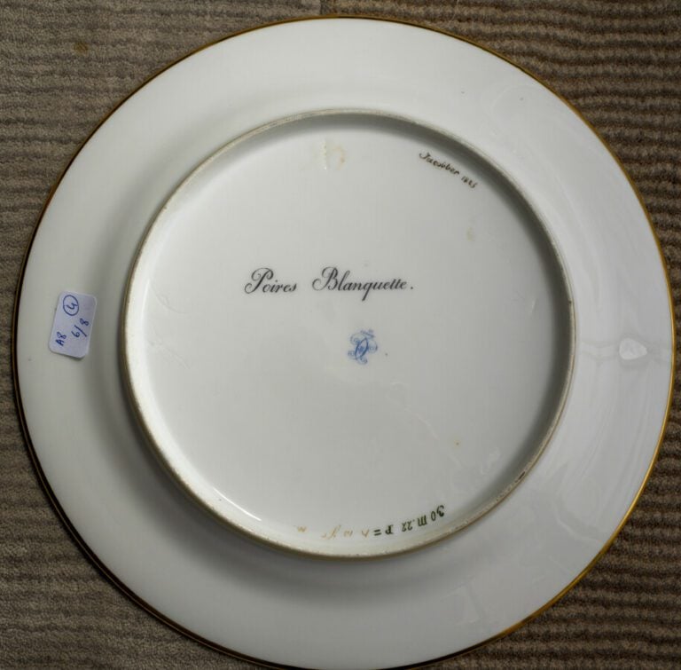 SEVRES - 6 assiettes du service de la duchesse de Berry, décor polychrome de po…