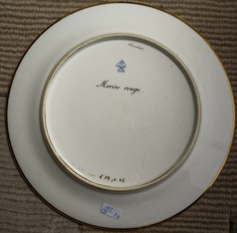 SEVRES - 6 assiettes du service de la duchesse de Berry, décor polychrome de pr…