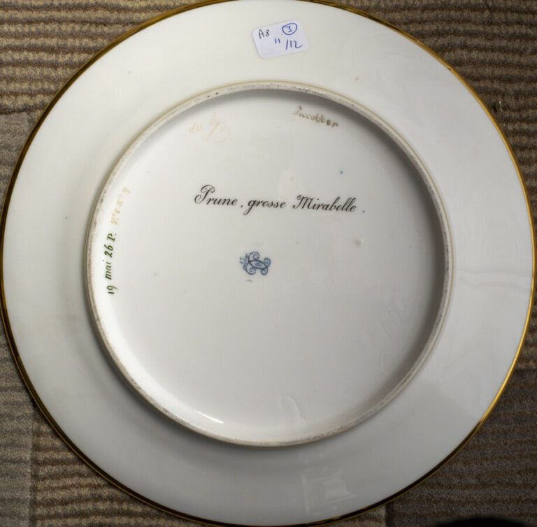 SEVRES - 6 assiettes du service de la duchesse de Berry, décor polychrome de pr…
