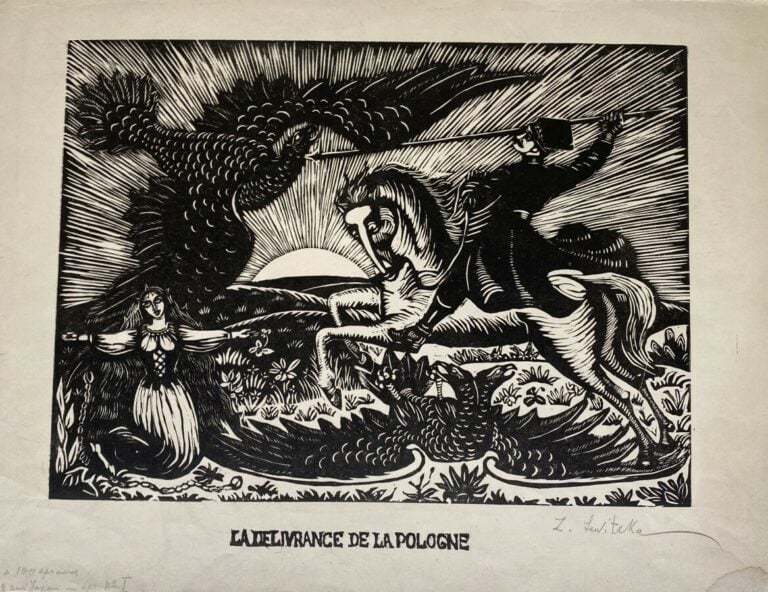 Sonia LEWITSKA (1880-1937) - La Délivrance de la Pologne - Bois gravé sur Japon…
