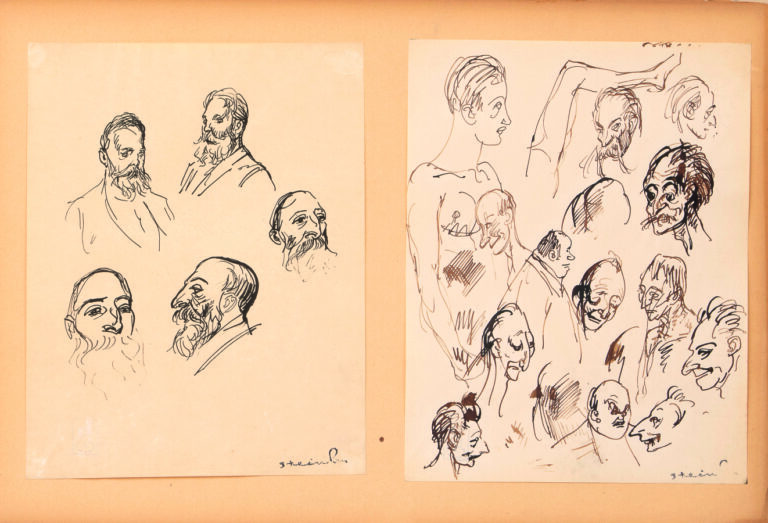 Théophile Alexandre STEINLEN (1859-1923) - Etudes de têtes - Encres noires et b…