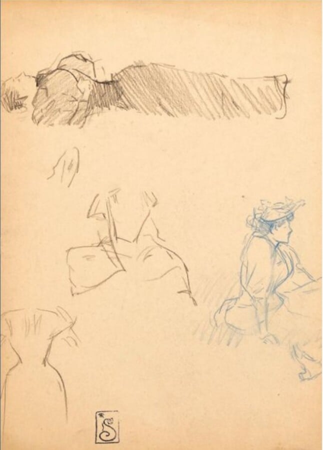 Théophile Alexandre STEINLEN (1859-1923) - Les enfants - Dessin au crayon, cach…