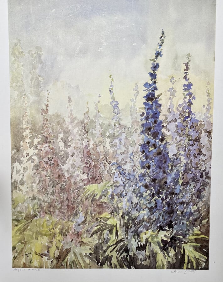 Un lot de 9 lithographies de JACQUOT, huile sur panneau "fleurs", 7 projets de…