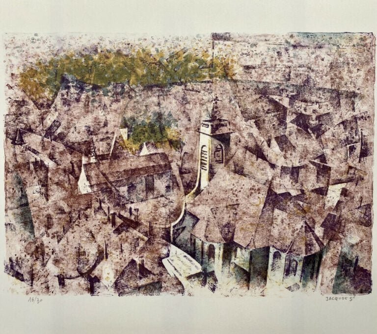 Un lot de 9 lithographies de JACQUOT, huile sur panneau "fleurs", 7 projets de…