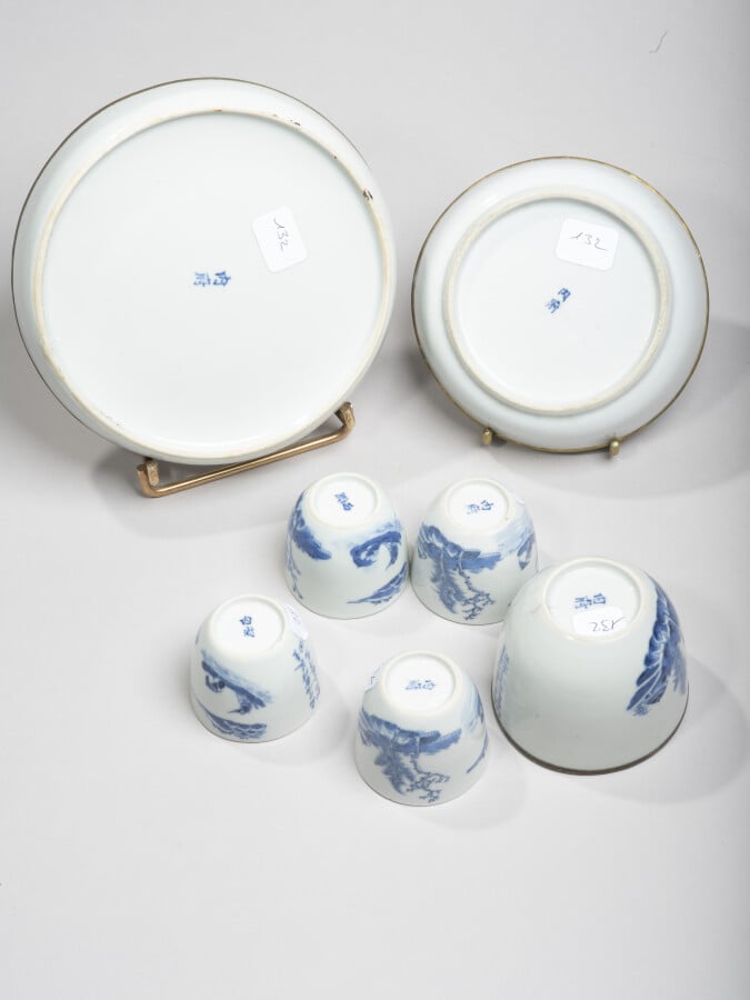 VIETNAM, Hue - XIXe siècle - Ensemble comprenant quatre sorbets et deux coupell…