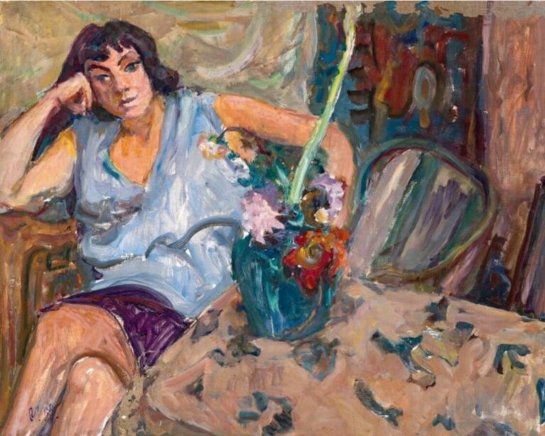 Vladimir NAIDITCH (1903-1980/81) - Femme dans un intérieur - Huile sur toile, c…