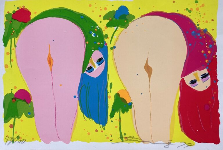 Wallace TING (1929-2010) - Deux femmes nues de dos, 1979 - Lithographie en coul…