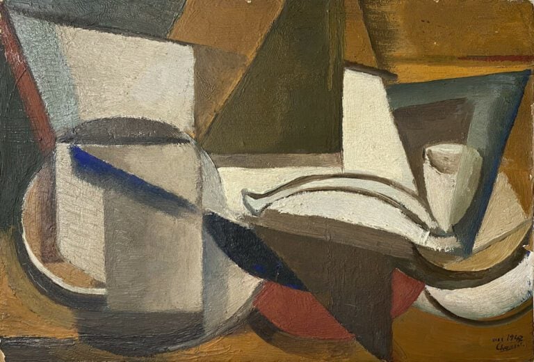 Youla CHAPOVAL (1919-1951) 202 - Composition, 1947, - Huile sur papier marouflé…