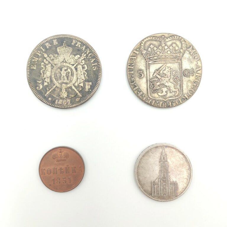 5 Francs 1867 Paris - 3 Gulden 1794 Utrecht - Kopeck 1851 EM - 5 Reichmark 1935…