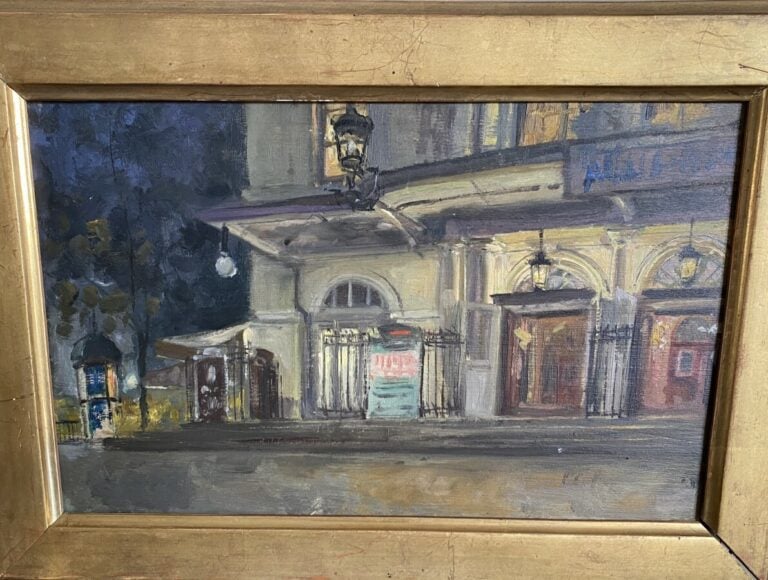 Alexandre BAILLY (1866-1947) attribué à. Théâtre de l'ambigu. Huile sur panneau…