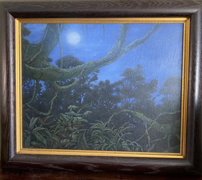 Armance DE LA MORINERIE. Mélancolie. Huile sur toile, signée en bas à gauche, t…