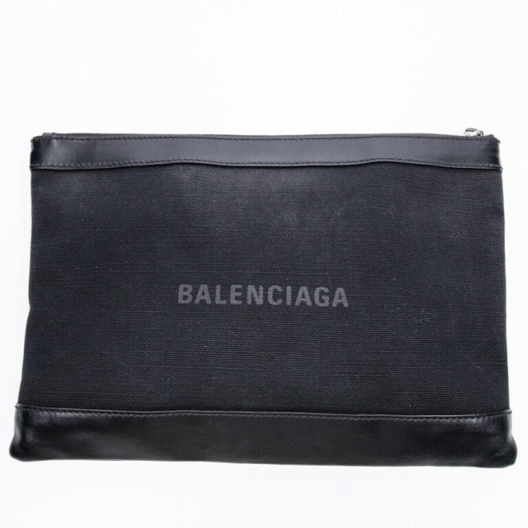 BALENCIAGA - Pochette "Navy Clip" - "Navy Clip" pouch - - Toile et cuir noir -…