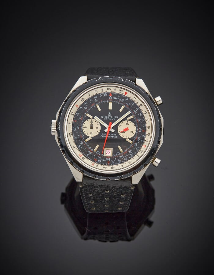 BREITLING - BRACELET MONTRE "Navitimer réf 1808", dite « Pizza » en acier, chro…