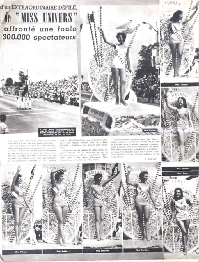 CATALINA - 1959 - MAILLOT en épais jersey écru rebrodé de perles et de strass a…