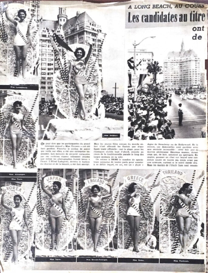 CATALINA - 1959 - MAILLOT en épais jersey écru rebrodé de perles et de strass a…