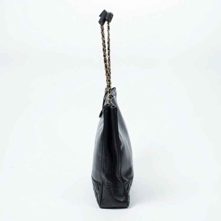CHANEL - Circa 1986/88 - Cabas - Tote - - Cuir lisse et matelassé noir - Black…