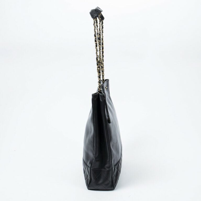 CHANEL - Circa 1986/88 - Cabas - Tote - - Cuir lisse et matelassé noir - Black…