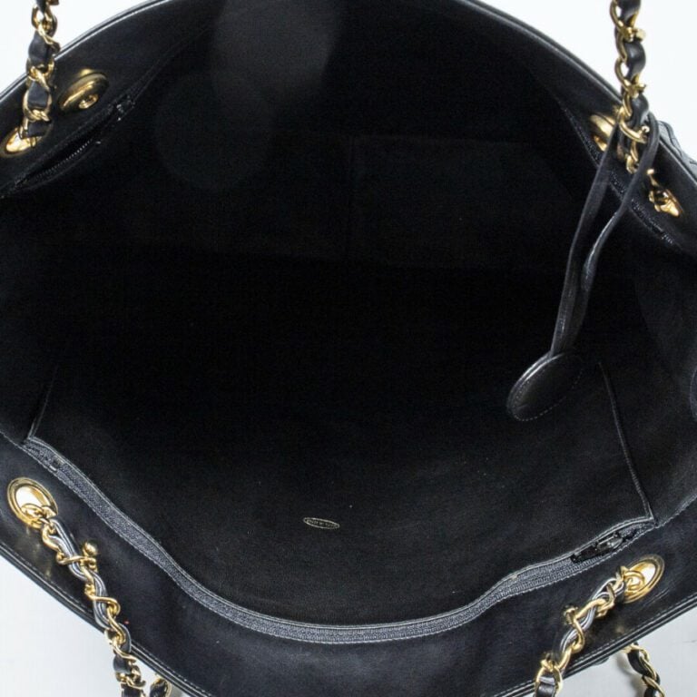 CHANEL - Circa 1986/88 - Cabas - Tote - - Cuir lisse et matelassé noir - Black…