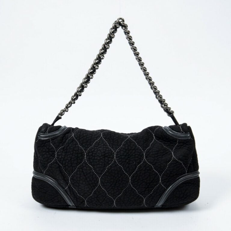 CHANEL - Circa 2008/09 - Sac - Bag - - Daim matelassé noir - Black quilted sued…
