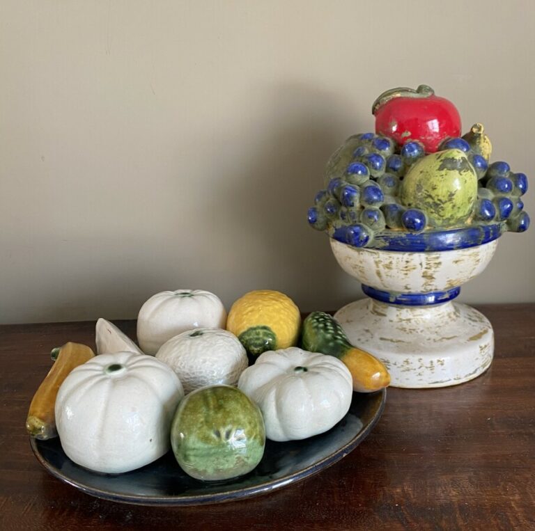 Coupe de fruits en céramique (23 cm) et assiette de fruits et légumes en cérami…