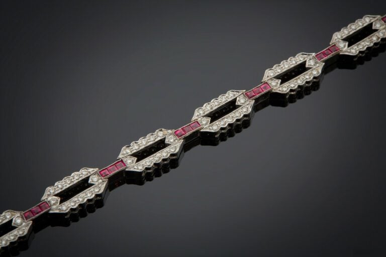 DIAFINI - BRACELET en or gris (750 millièmes) ajouré à maillons octogonaux, ser…