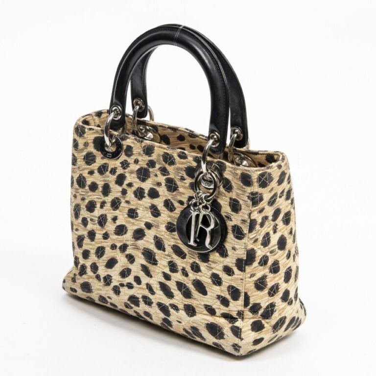 DIOR - 1997 - Sac "Lady Dior" MM - "Lady Dior" MM bag - - Toile cannage imprimé…