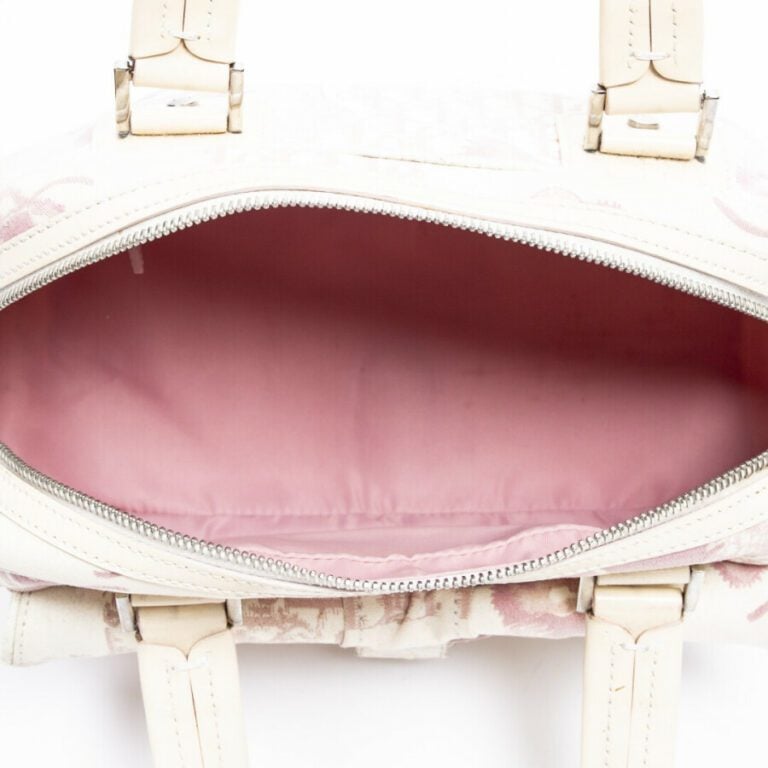 DIOR - 2004 - Sac - Bag - - Toile "Diorissimo" à fleurs rose, cuir ivoire - "Di…