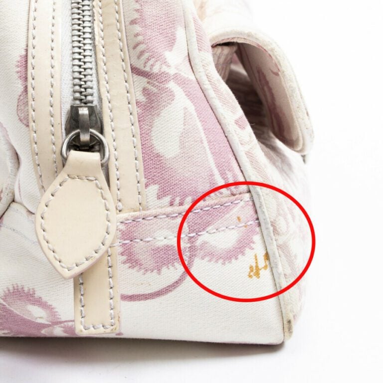 DIOR - 2004 - Sac - Bag - - Toile "Diorissimo" à fleurs rose, cuir ivoire - "Di…