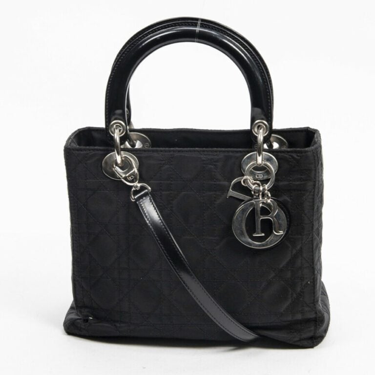 DIOR - 2005 - Sac "Lady Dior" MM - "Lady Dior" MM bag - - Nylon cannage noir, c…