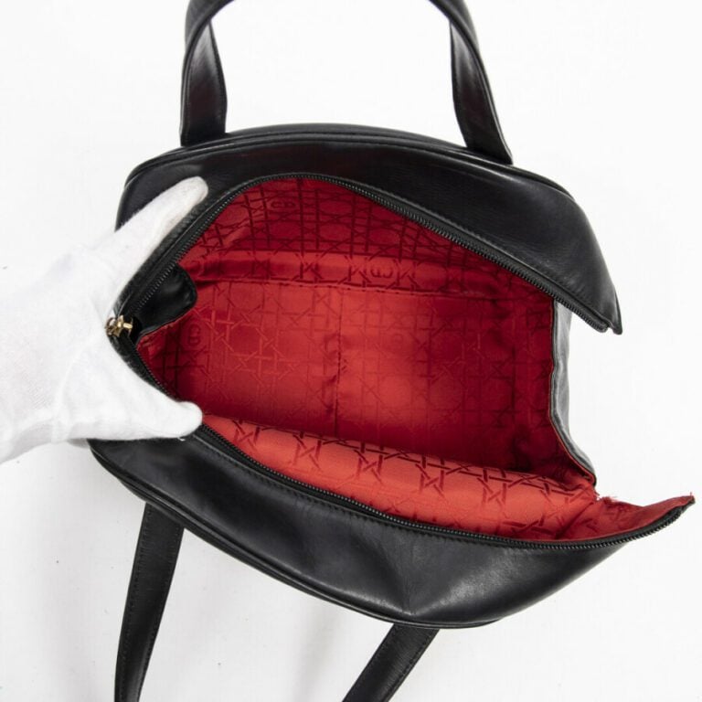 DIOR - Sac bowling - Bowling bag - - Cuir lisse noir - Black smooth leather - G…