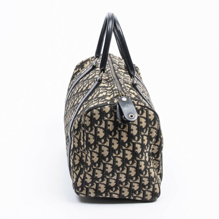 DIOR - Sac polochon - Duffle bag - - Toile "Diorissimo" beige et marine, cuir -…
