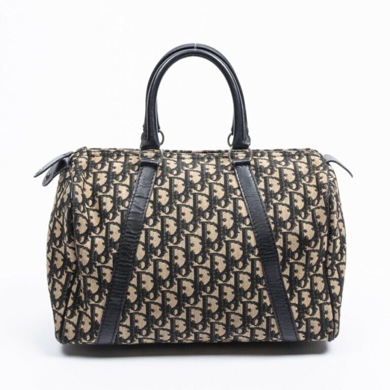 DIOR - Sac polochon - Duffle bag - - Toile "Diorissimo" beige et marine, cuir -…