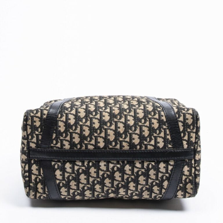 DIOR - Sac polochon - Duffle bag - - Toile "Diorissimo" beige et marine, cuir -…
