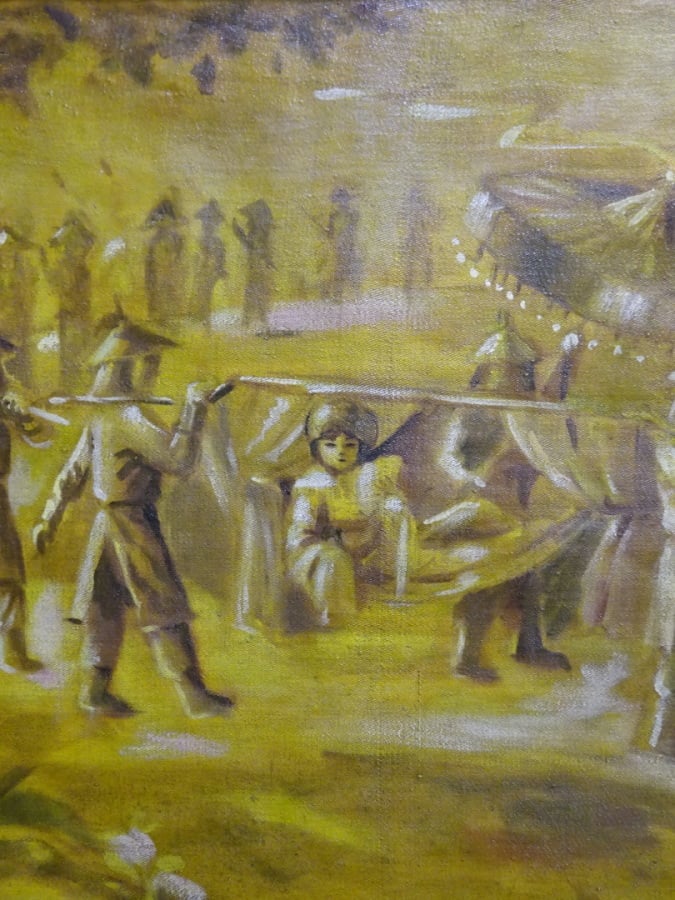 ECOLE VIETNAMIENNE / INDOCHINOISE (Active XXe siècle) - Scène de procession - H…