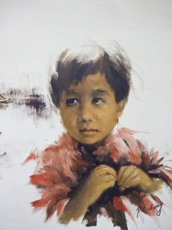 ÉCOLE VIETNAMIENNE - XXe siècle - Deux huiles sur toile, portraits d'enfants su…