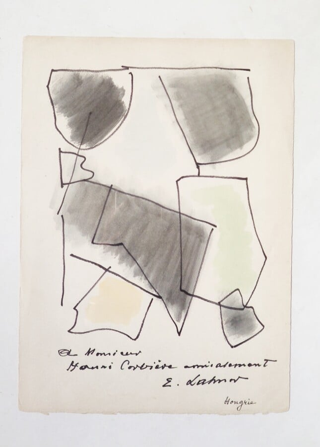 Émil LAHNER (1893- 1980) - Composition - Technique mixte sur papier, signée et…