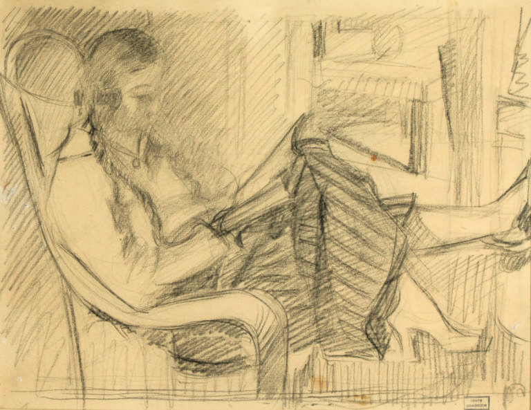 Emmanuel GONDOUIN (1883-1934 - Femme lisant - Crayon sur papier, cachet de la v…