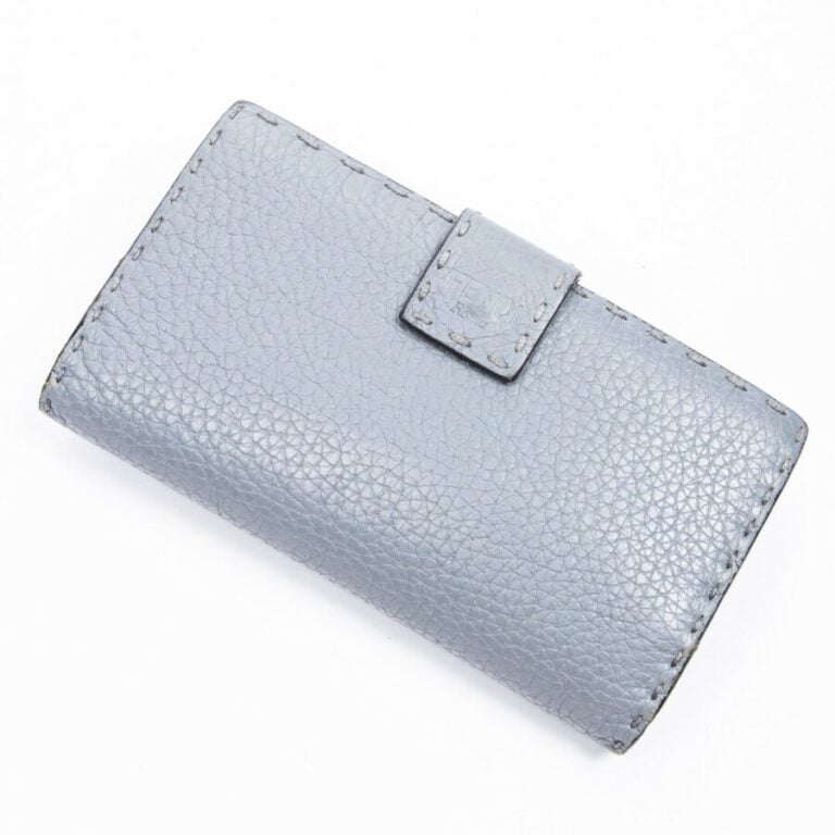 FENDI - Portefeuille "Peekaboo" - "Peekaboo" wallet - - Cuir grainé bleu-gris -…