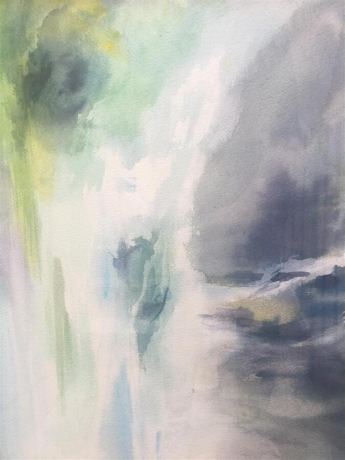FU JI TSANG - Dessin à l'encre de Chine, lavis et aquarelle - Eau et montagne -…
