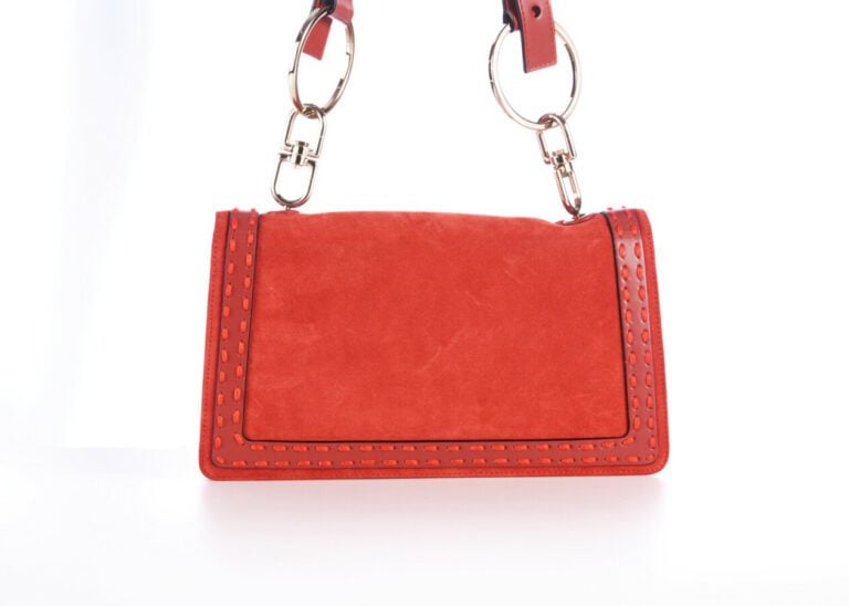 GIVENCHY (Automne-hiver 2003) - SAC "The Rebel" en cuir et daim vermillon, garn…