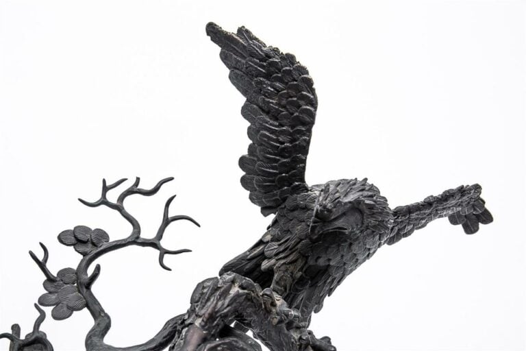 GROUPE MONUMENTAL EN REGULE A L'EFFIGIE D'UN RAKAN MAITRISANT LE DRAGON - Japon…